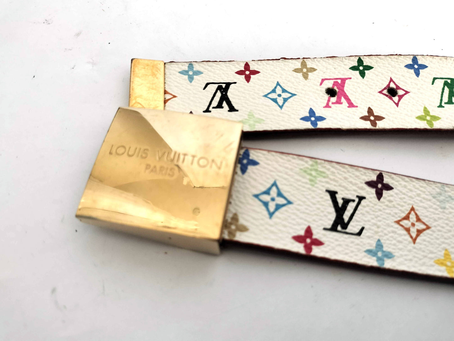 LOUIS VUITTON LB1004 Monogram Multicolore Monogram Multi Santur Belt White Belt