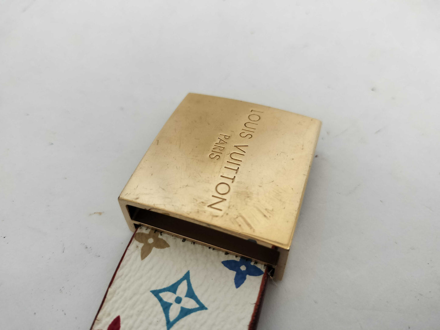 LOUIS VUITTON LB1004 Monogram Multicolore Monogram Multi Santur Belt White Belt