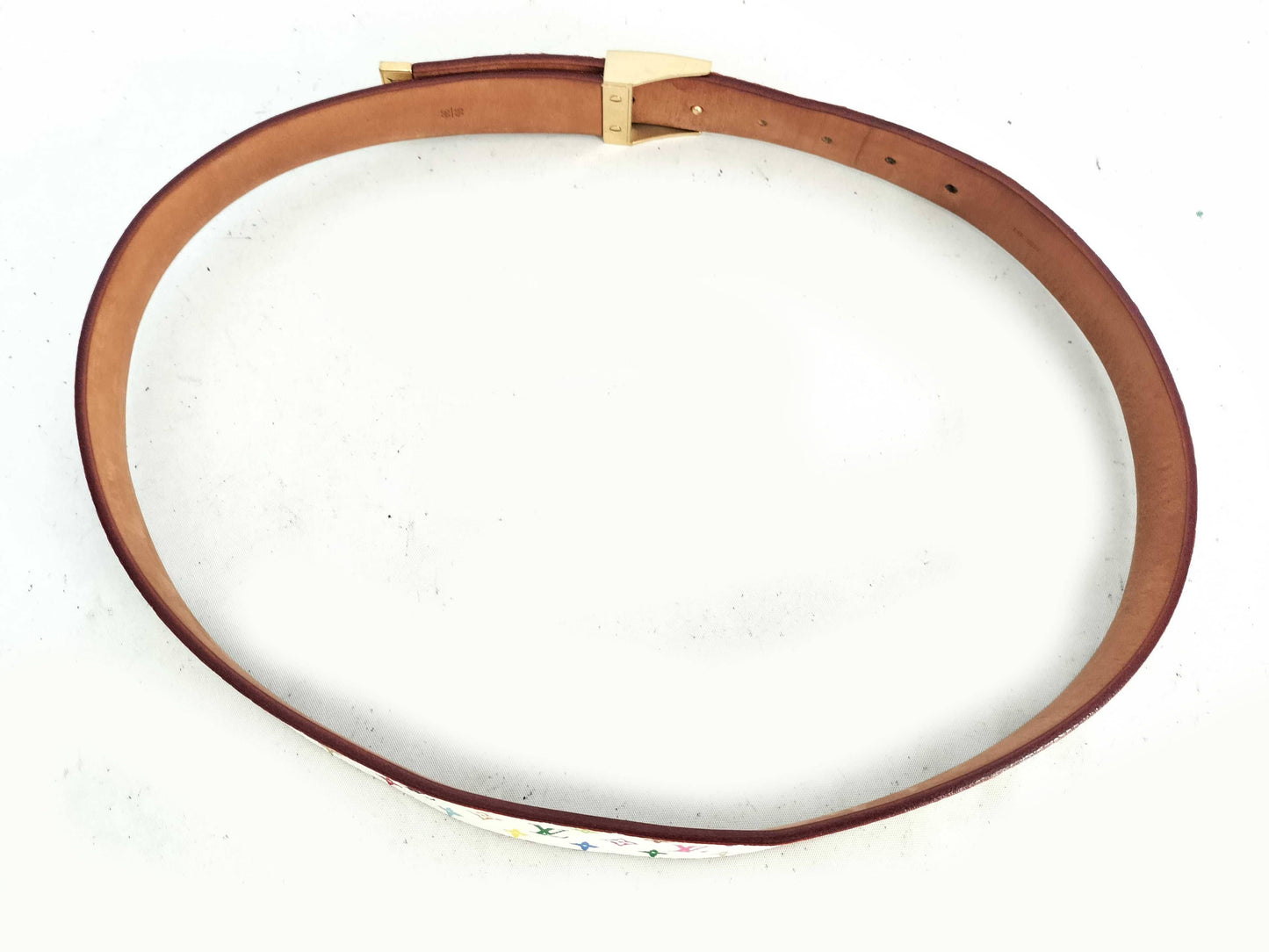 LOUIS VUITTON LB1004 Monogram Multicolore Monogram Multi Santur Belt White Belt