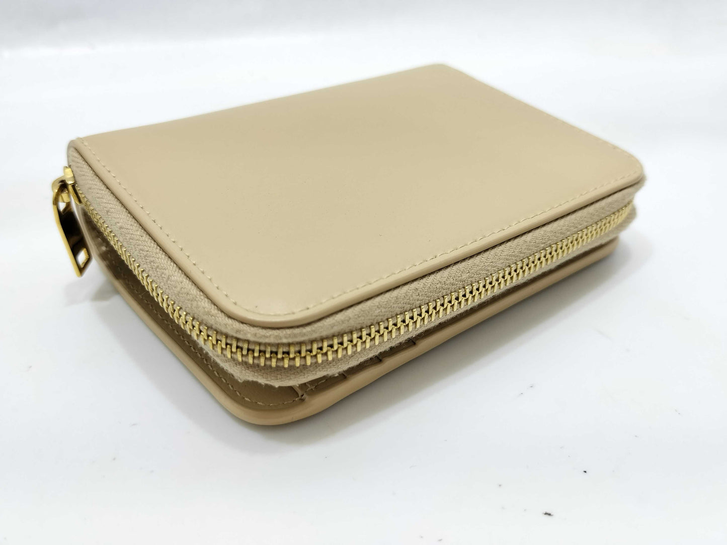 Yves Saint Laurent Paris Logo Bifold Wallet in Beige Leather