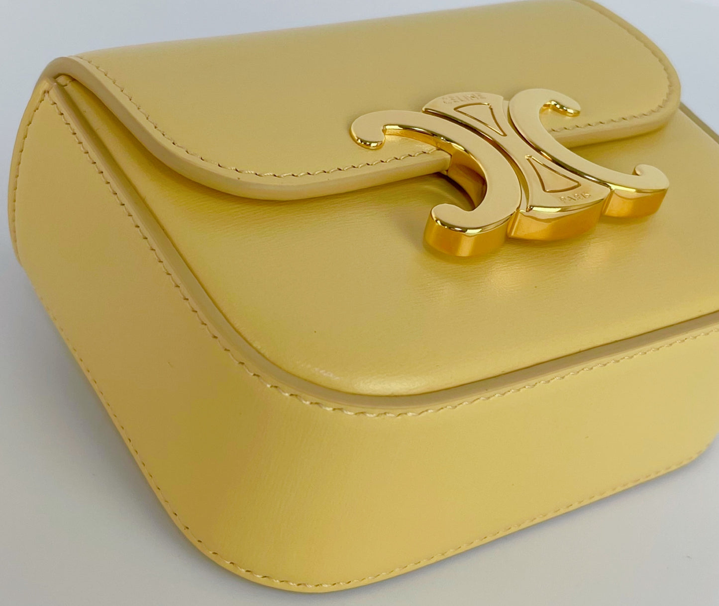 CELINE Claude Triomphe Leather Pastel Yellow Waist Bag