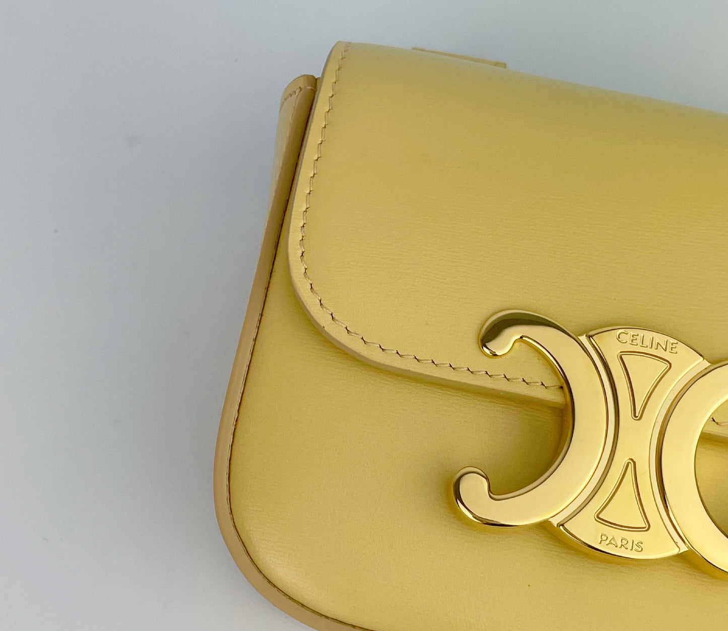 CELINE Claude Triomphe Leather Pastel Yellow Waist Bag