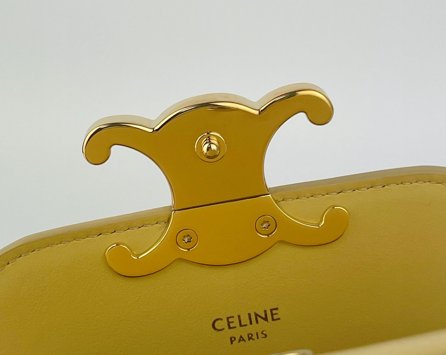 CELINE Claude Triomphe Leather Pastel Yellow Waist Bag