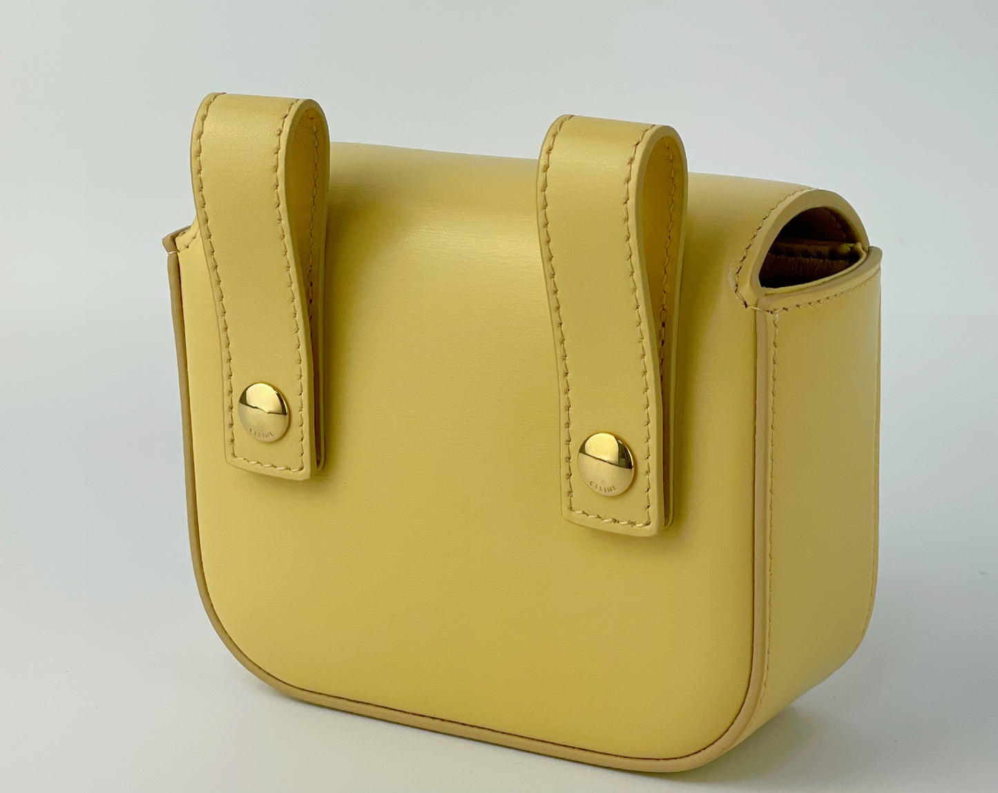 CELINE Claude Triomphe Leather Pastel Yellow Waist Bag