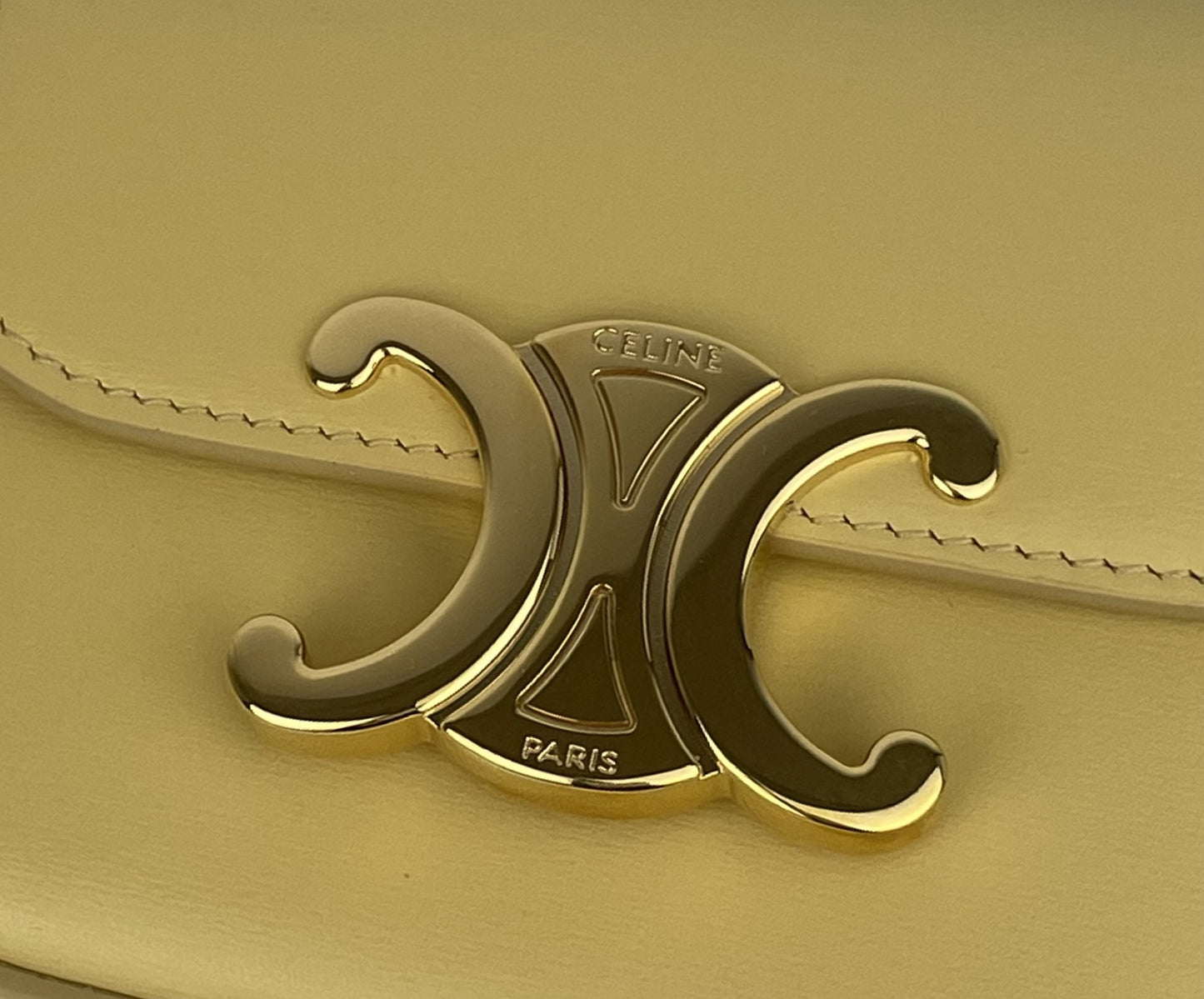 CELINE Claude Triomphe Leather Pastel Yellow Waist Bag