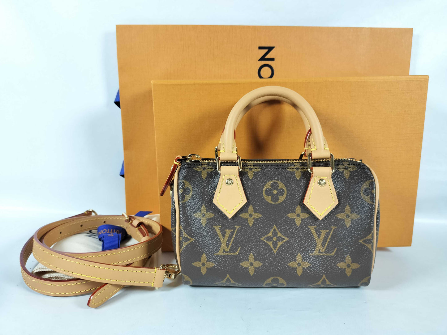 LOUIS VUITTON RFID verification failed. TN2255 Monogram Louis Vuitton M81085 Nano Speedy Monogram Handbag.