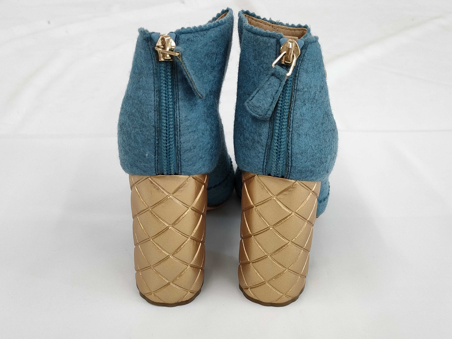 CHANEL CHANEL Women's Shoes Heels Size 38 Blue Gold Color with Dust Bag Other Shoes