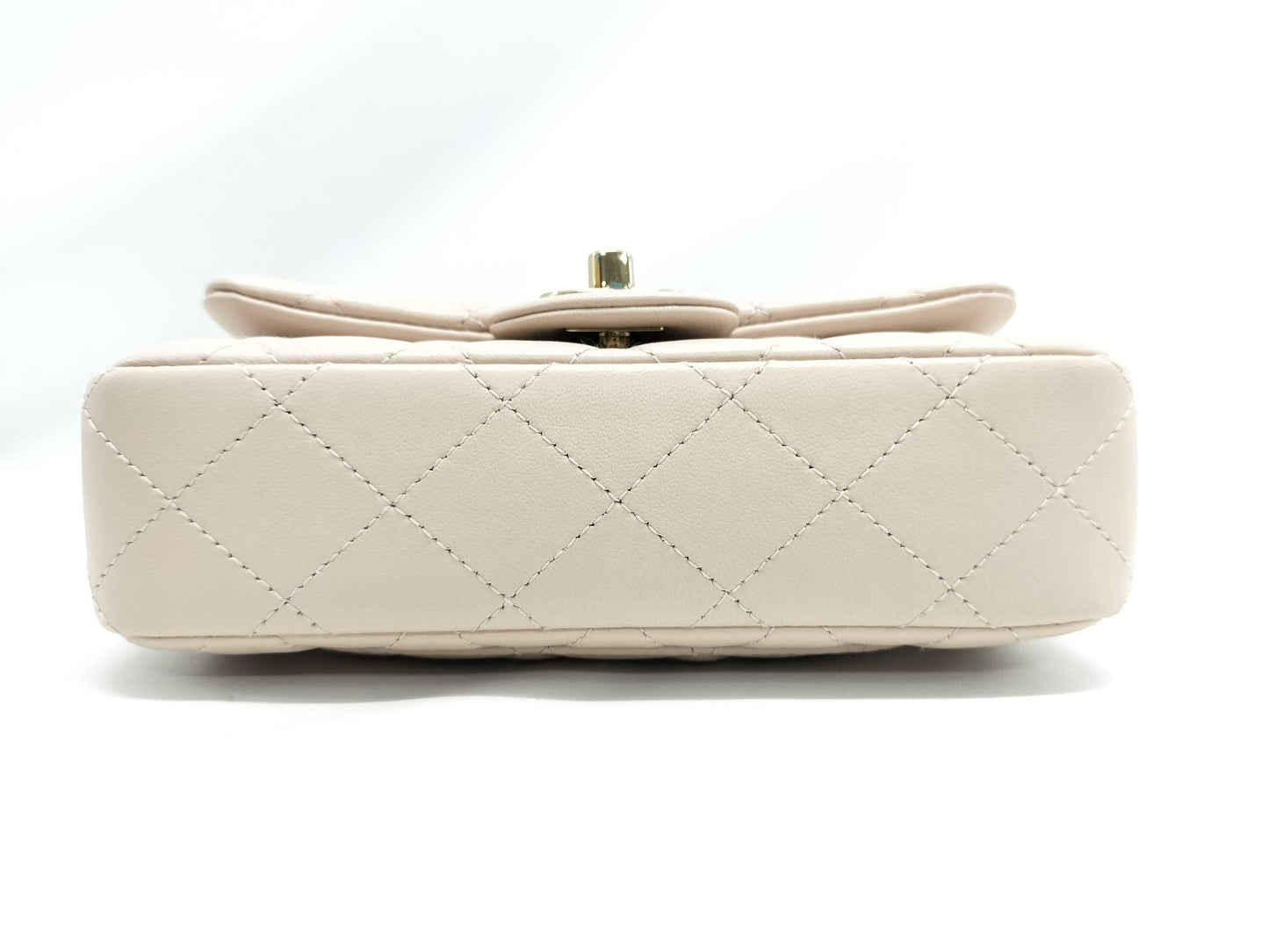 CHANEL Mini Matelasse 18 Shoulder Bag, Beige Lambskin with Champagne Gold Hardware, P64HJ013