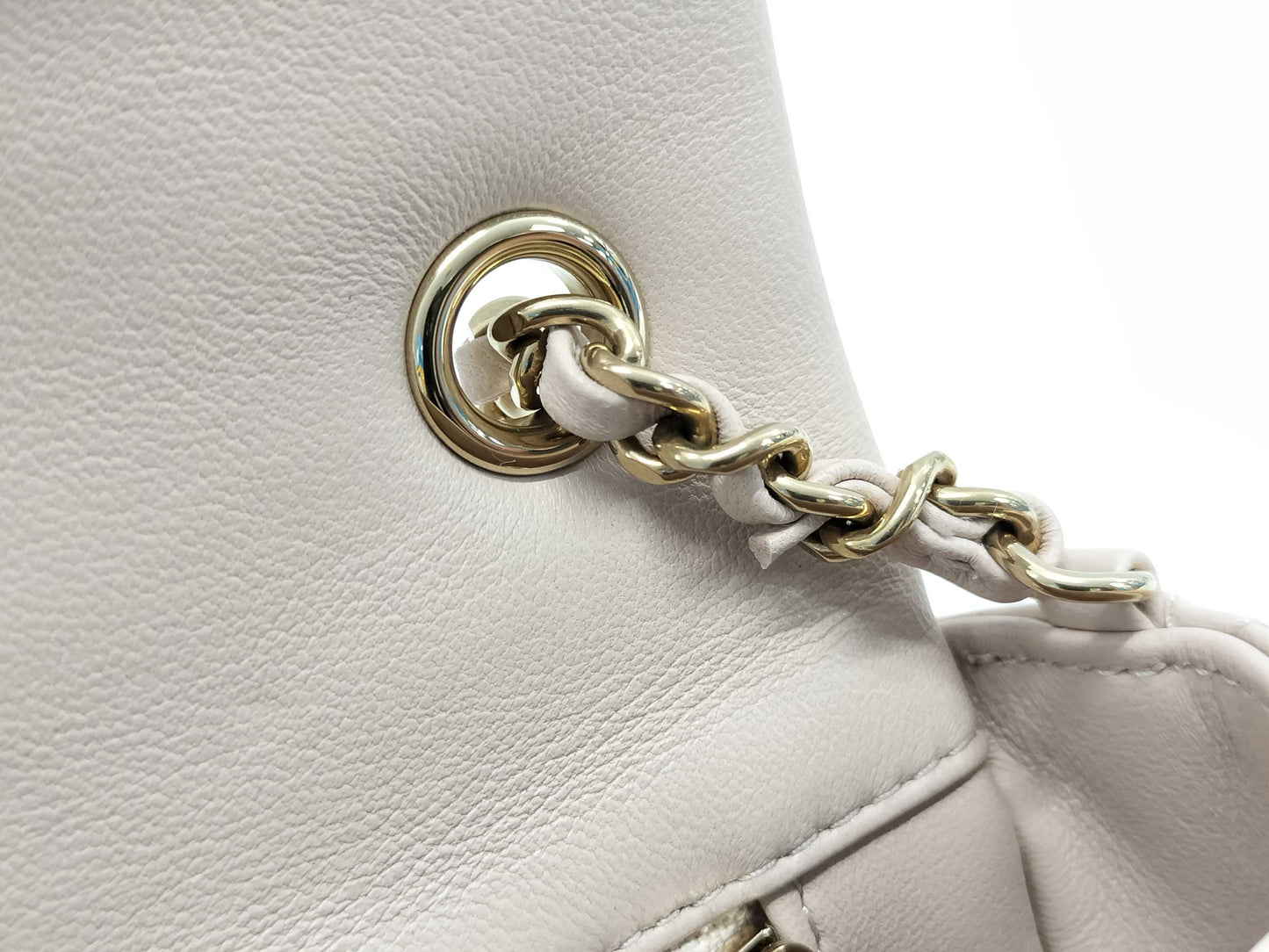 CHANEL Mini Matelasse 18 Shoulder Bag, Beige Lambskin with Champagne Gold Hardware, P64HJ013