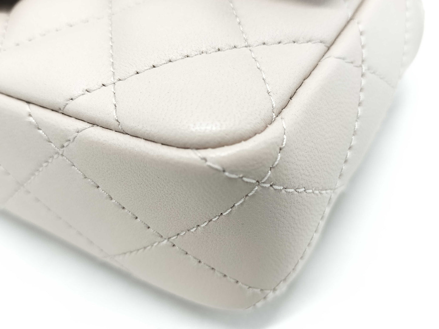 CHANEL Mini Matelasse 18 Shoulder Bag, Beige Lambskin with Champagne Gold Hardware, P64HJ013