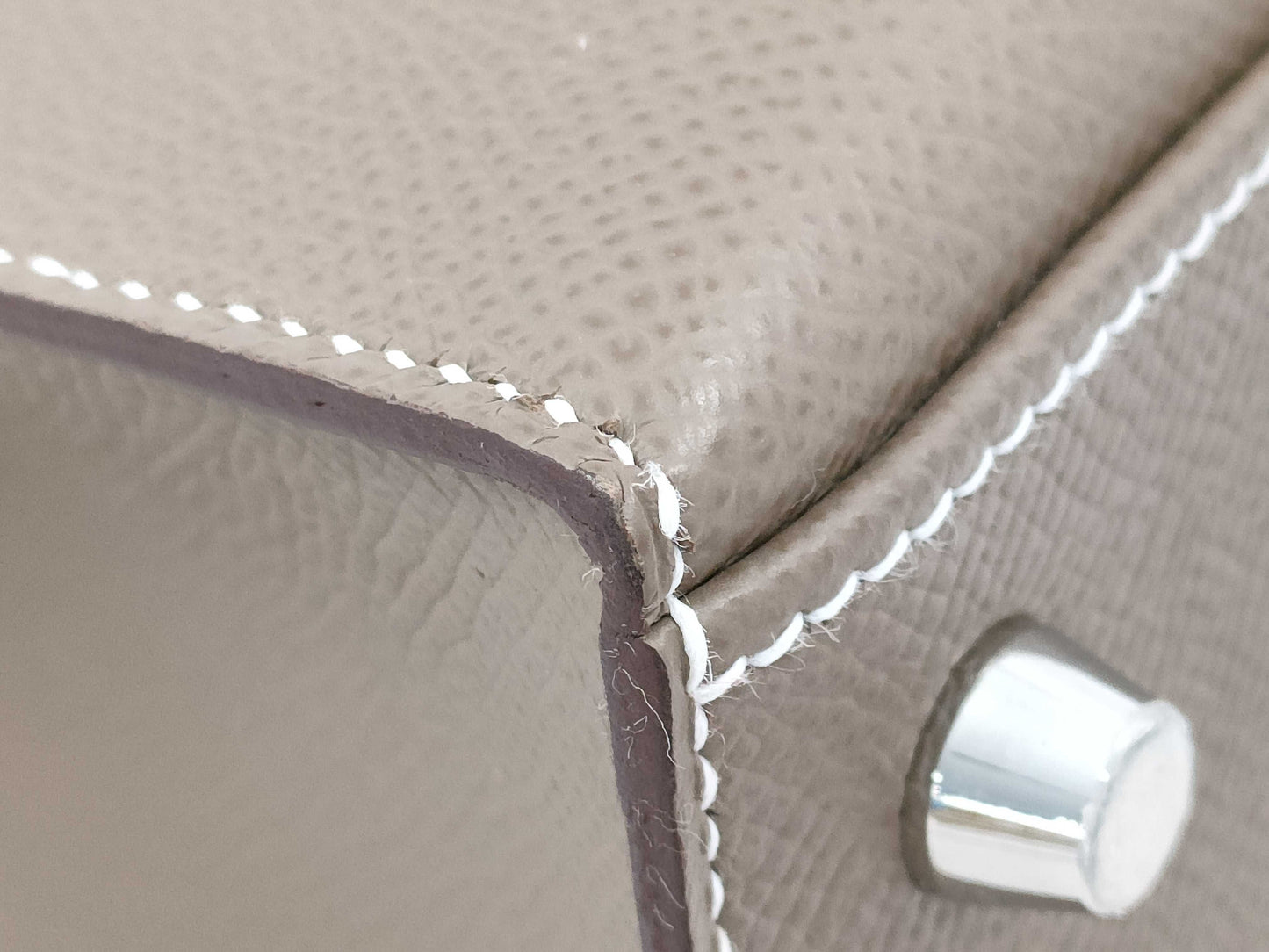HERMES Kelly 25 Epsom Etoupe Silver Hardware SV B Stamp Handbag