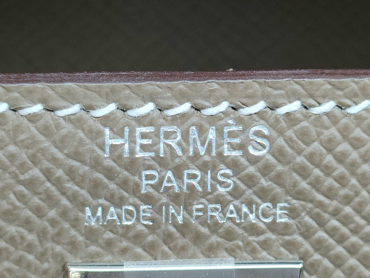 HERMES Kelly 25 Epsom Etoupe Silver Hardware SV B Stamp Handbag