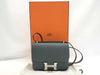 HERMES Constance Mini Chevre Shoulder Bag in Gray with Silver Hardware and K Stamp