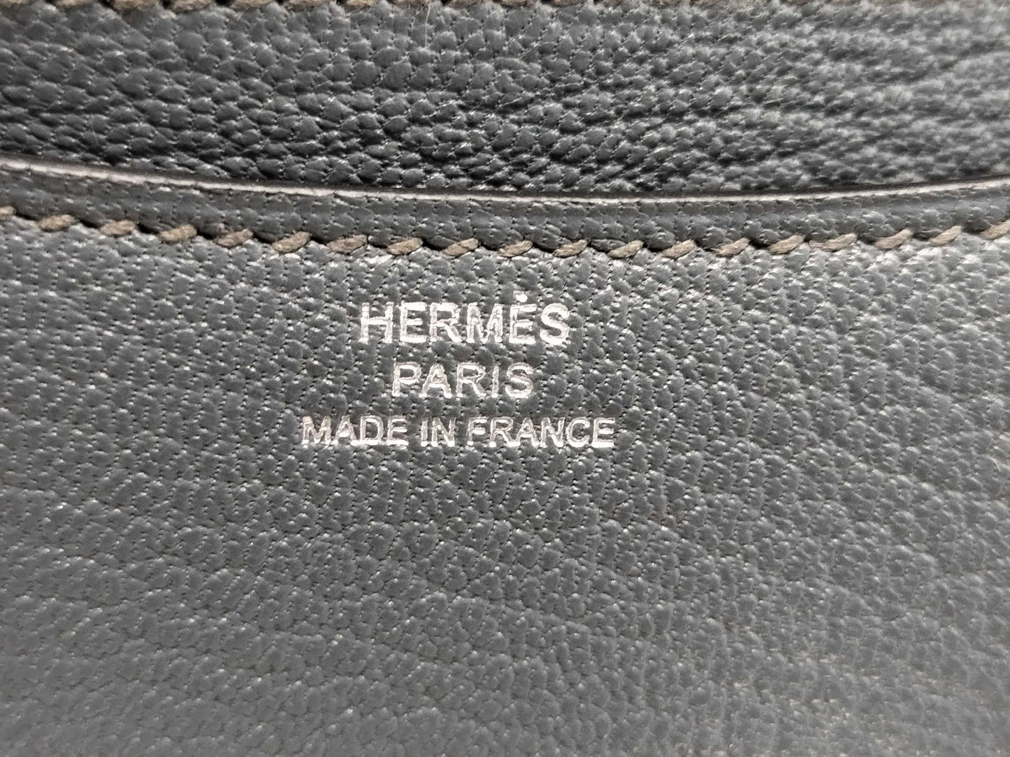HERMES Constance Mini Chevre Shoulder Bag in Gray with Silver Hardware and K Stamp