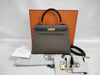 HERMES Kelly 25 Tricolore Epsom Etoupe/Black/Ardoise Gold Hardware GP W Stamp Handbag