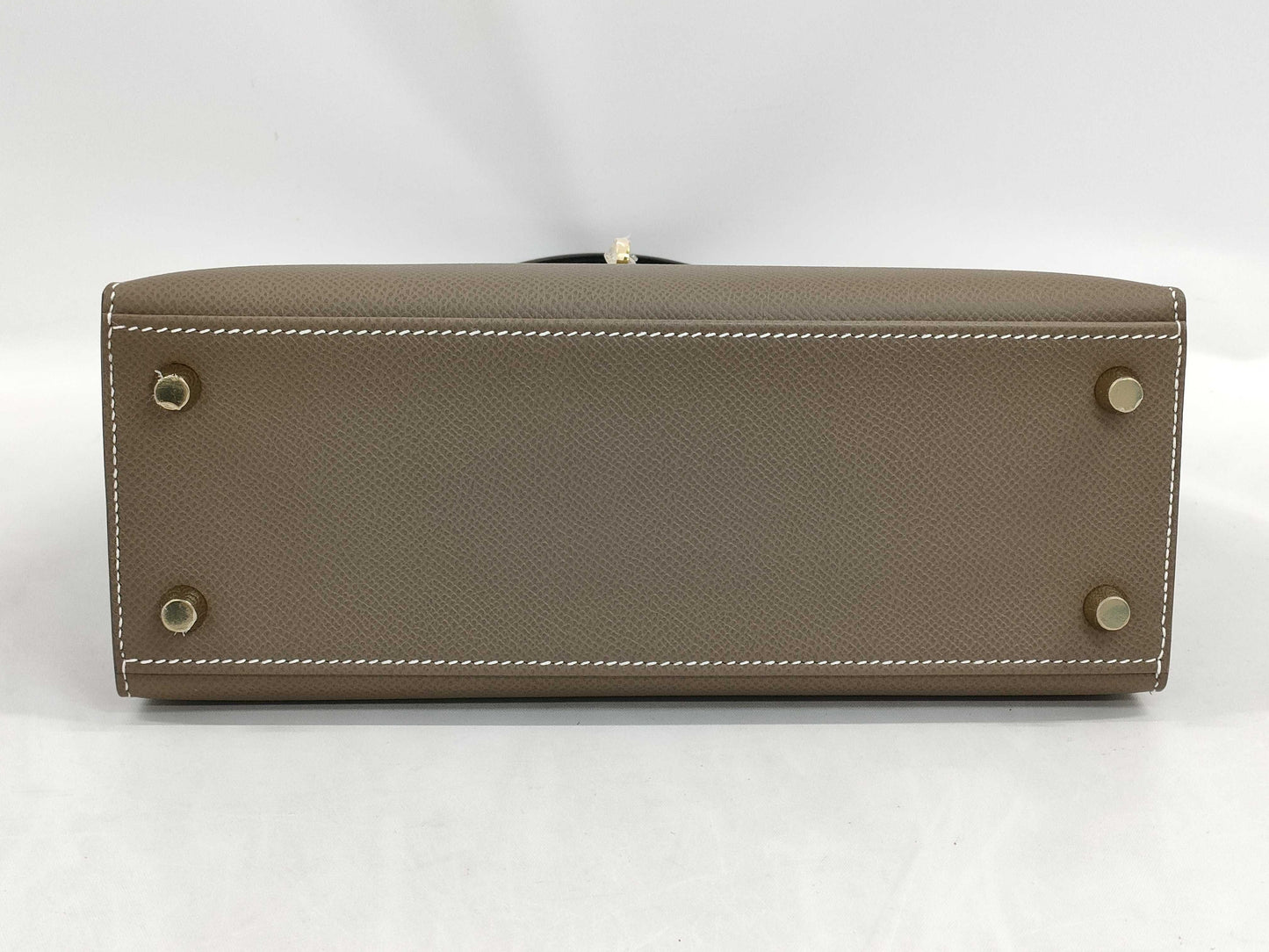 HERMES Kelly 25 Tricolore Epsom Etoupe/Black/Ardoise Gold Hardware GP W Stamp Handbag