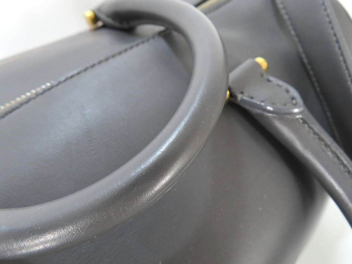 SAINT LAURENT Leather Duffle Bag, 2-Way Mini Boston Bag, Gray