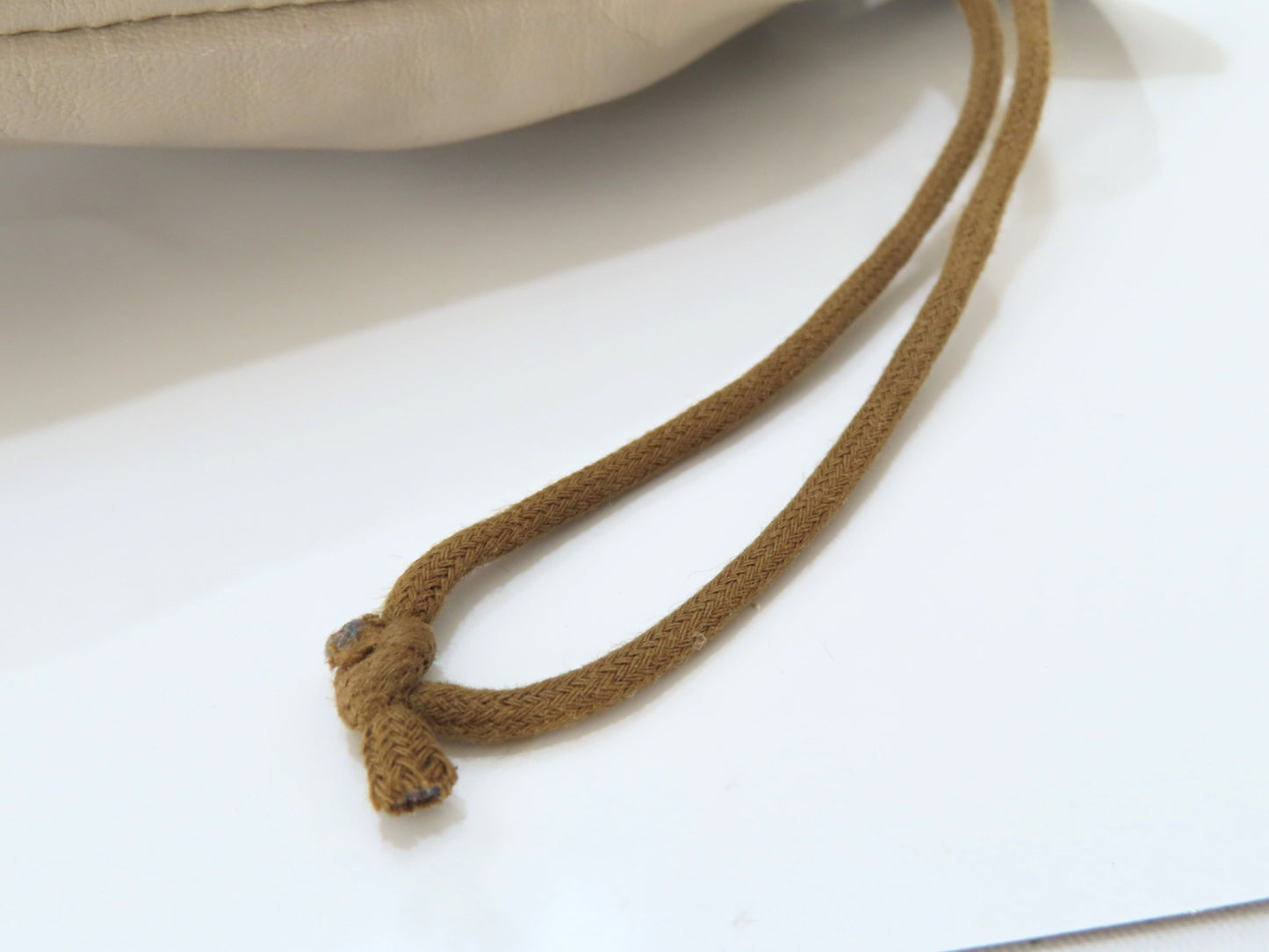CELINE Leather Drawstring Pouch, Ivory