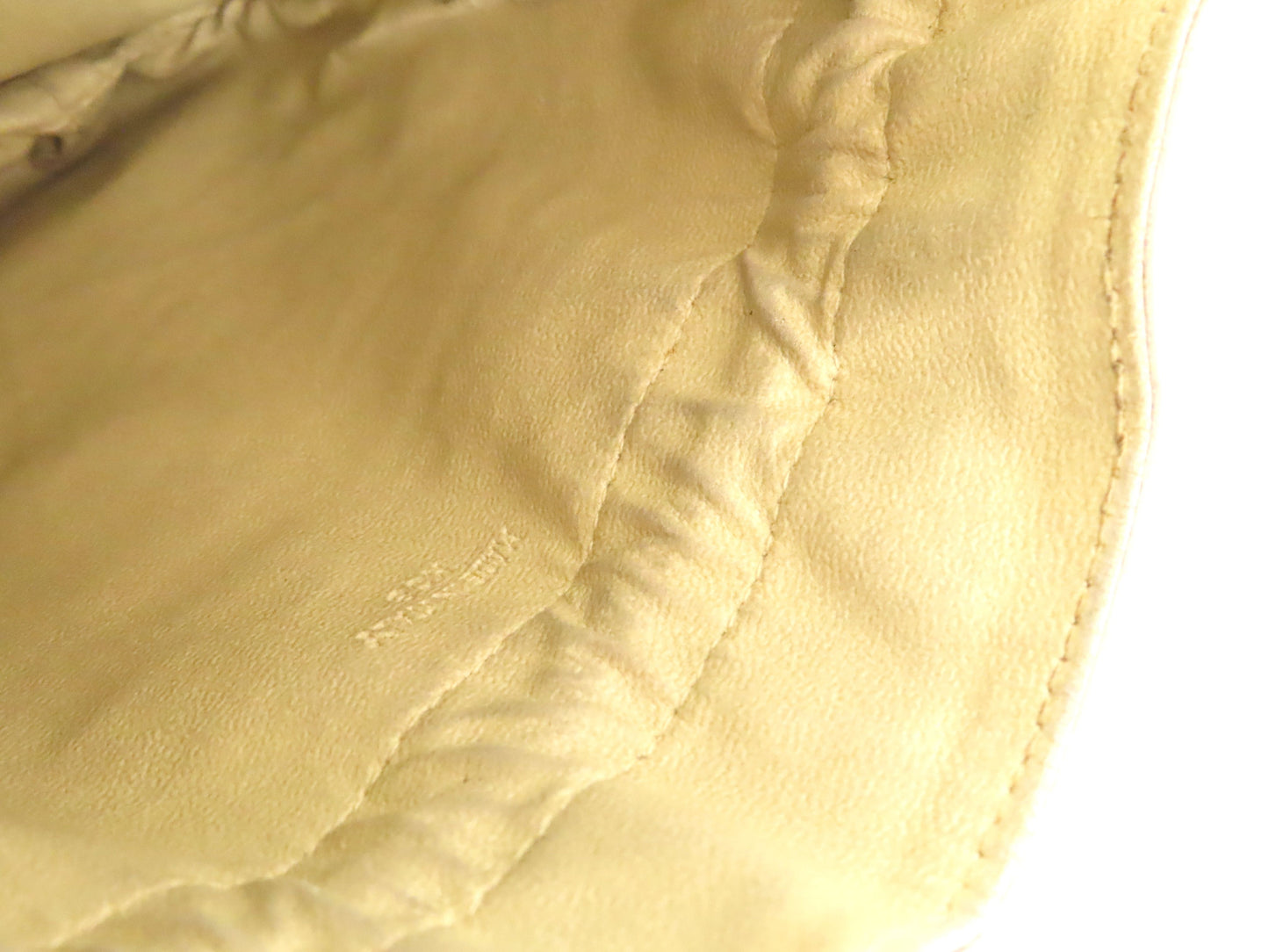 CELINE Leather Drawstring Pouch, Ivory