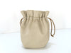 CELINE Leather Drawstring Pouch, Ivory