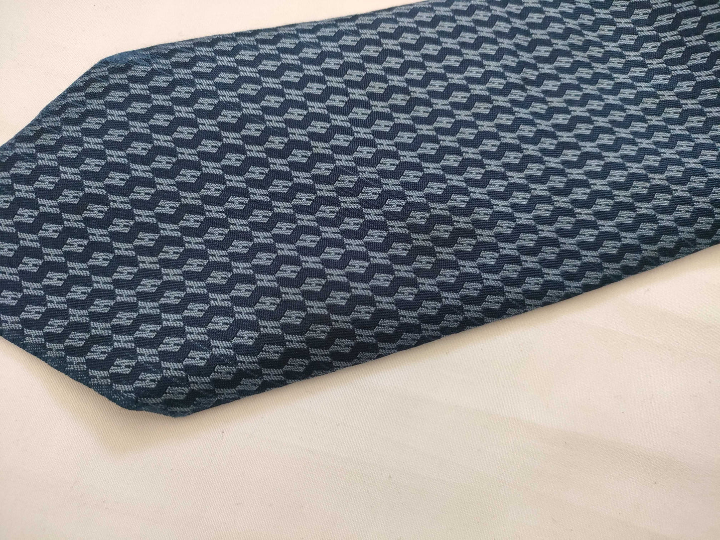 HERMES HERMES Tie H Pattern Stain Blue Other Accessories