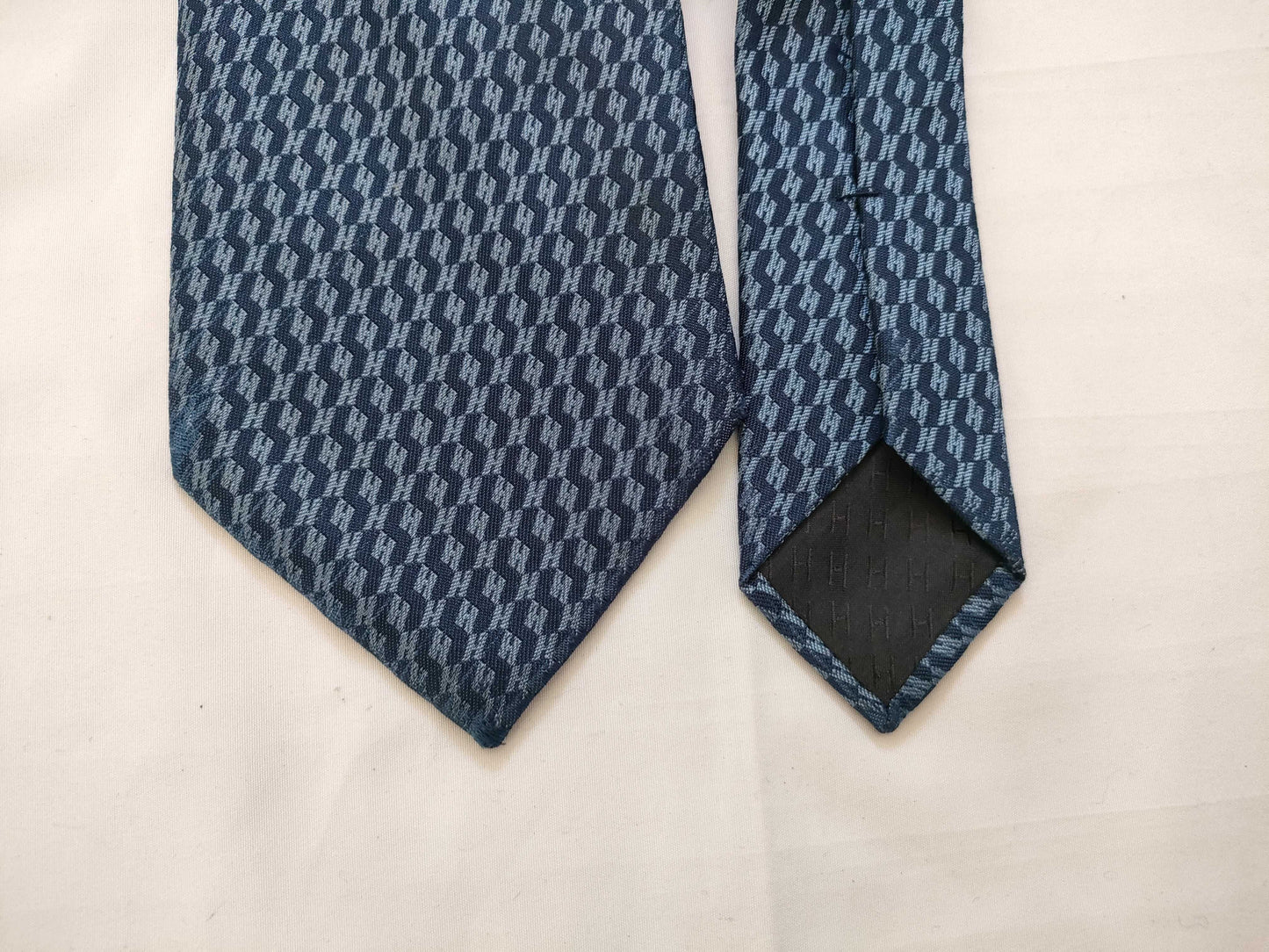 HERMES HERMES Tie H Pattern Stain Blue Other Accessories