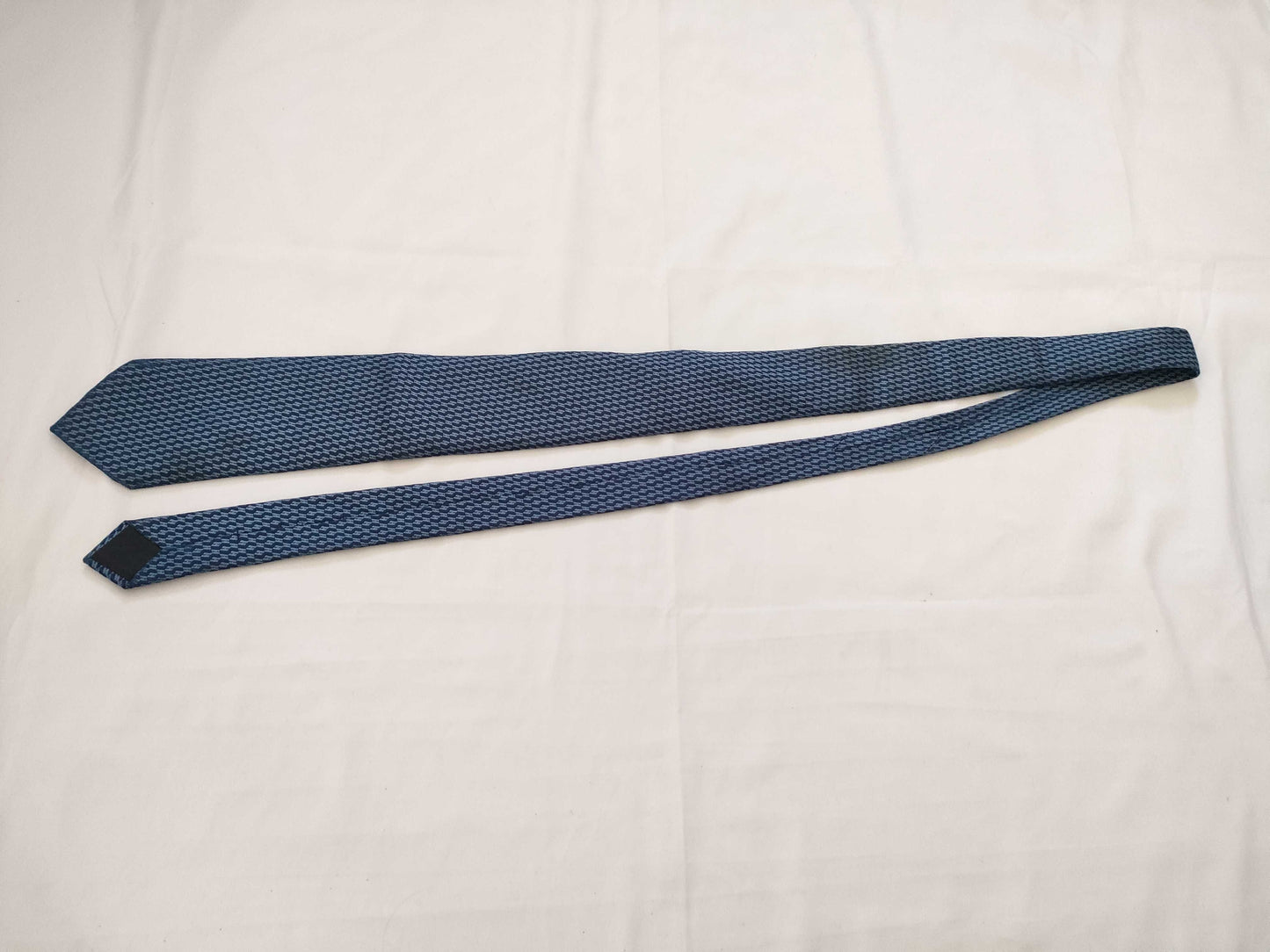 HERMES HERMES Tie H Pattern Stain Blue Other Accessories