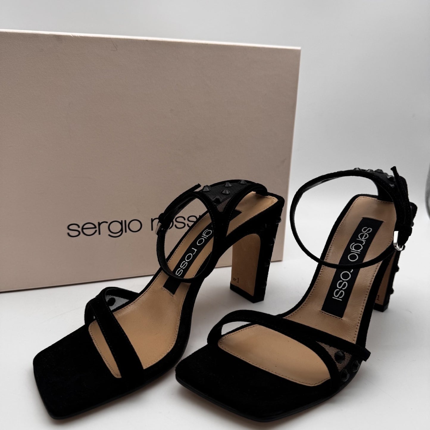 Sergio Rossi Black Polka Dot Mules, Size 36, Box and Bag Included
