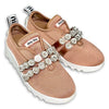 Miu Miu Crystal and Beaded Slip-On Sneakers, Pink, Size 34 1/2, Platform Sneakers