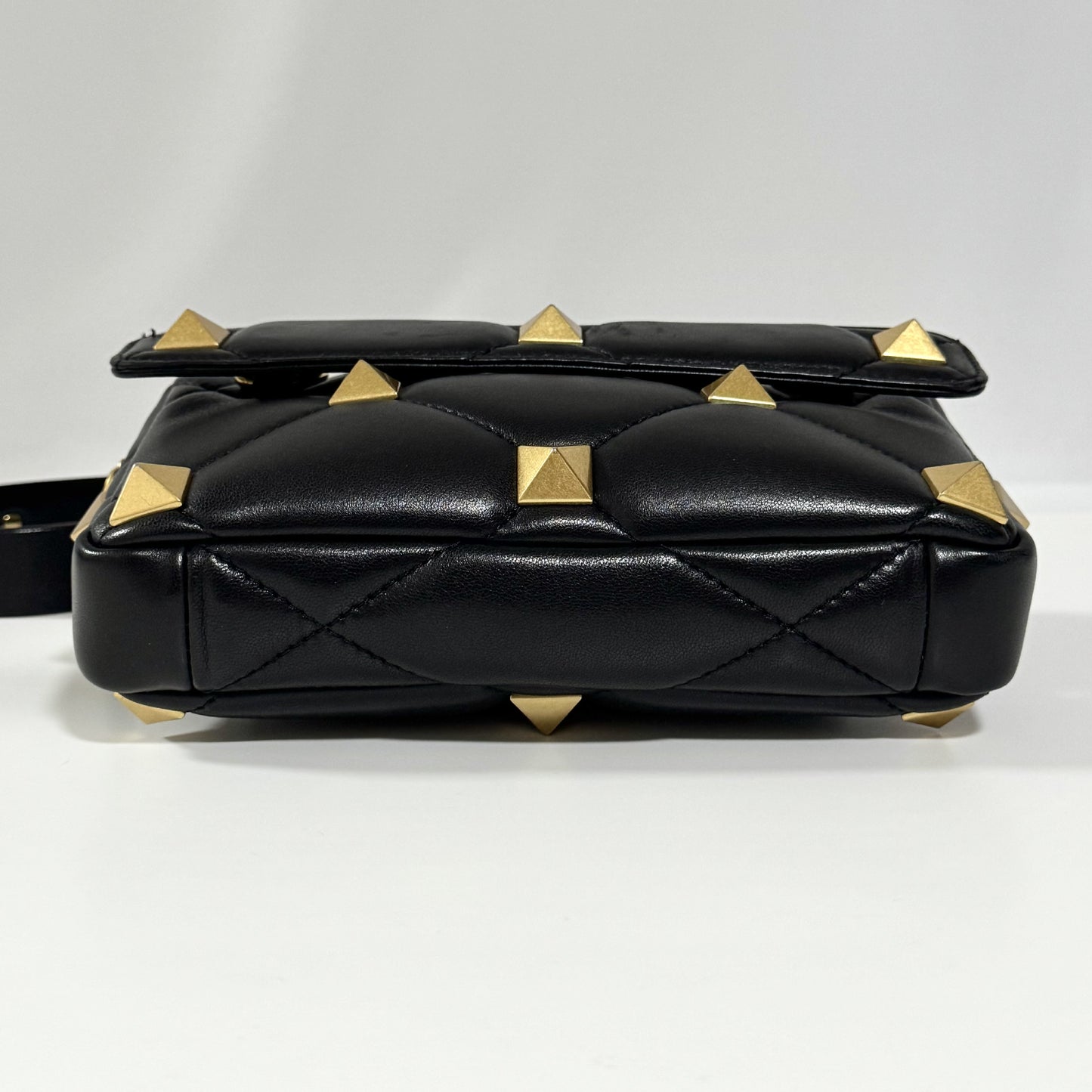 VALENTINO Roman Studs Nappa Leather Crossbody Bag, Men's, W23cm x H15cm x D4cm x Shoulder Strap 97cm