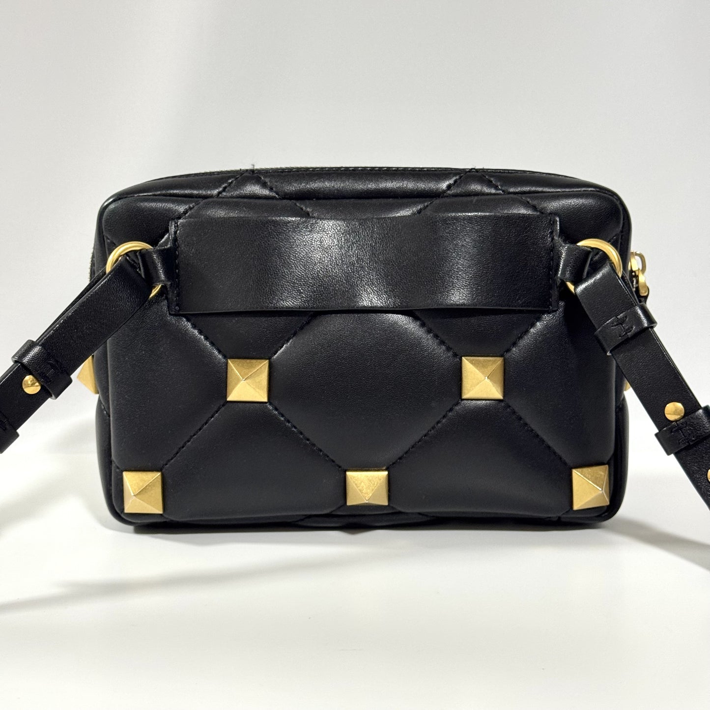 VALENTINO Roman Studs Nappa Leather Crossbody Bag, Men's, W23cm x H15cm x D4cm x Shoulder Strap 97cm