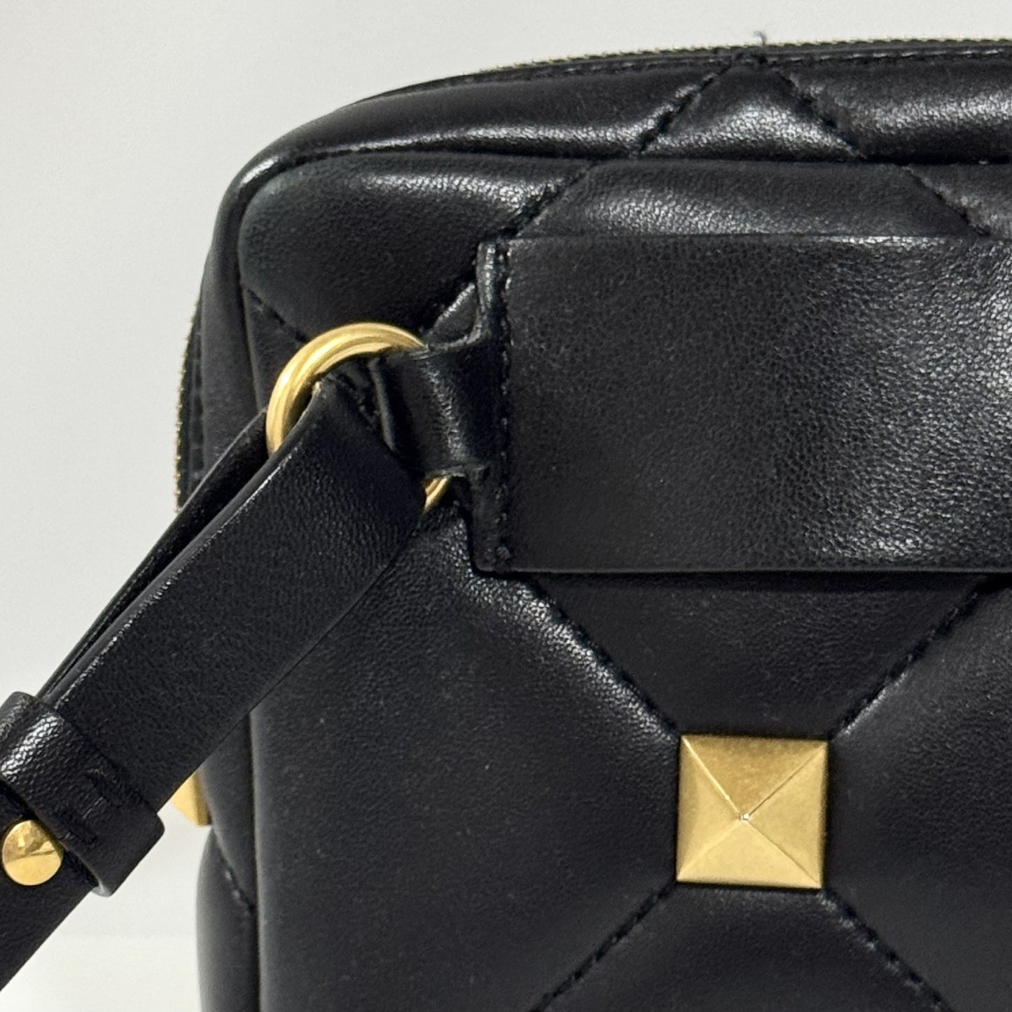 VALENTINO Roman Studs Nappa Leather Crossbody Bag, Men's, W23cm x H15cm x D4cm x Shoulder Strap 97cm