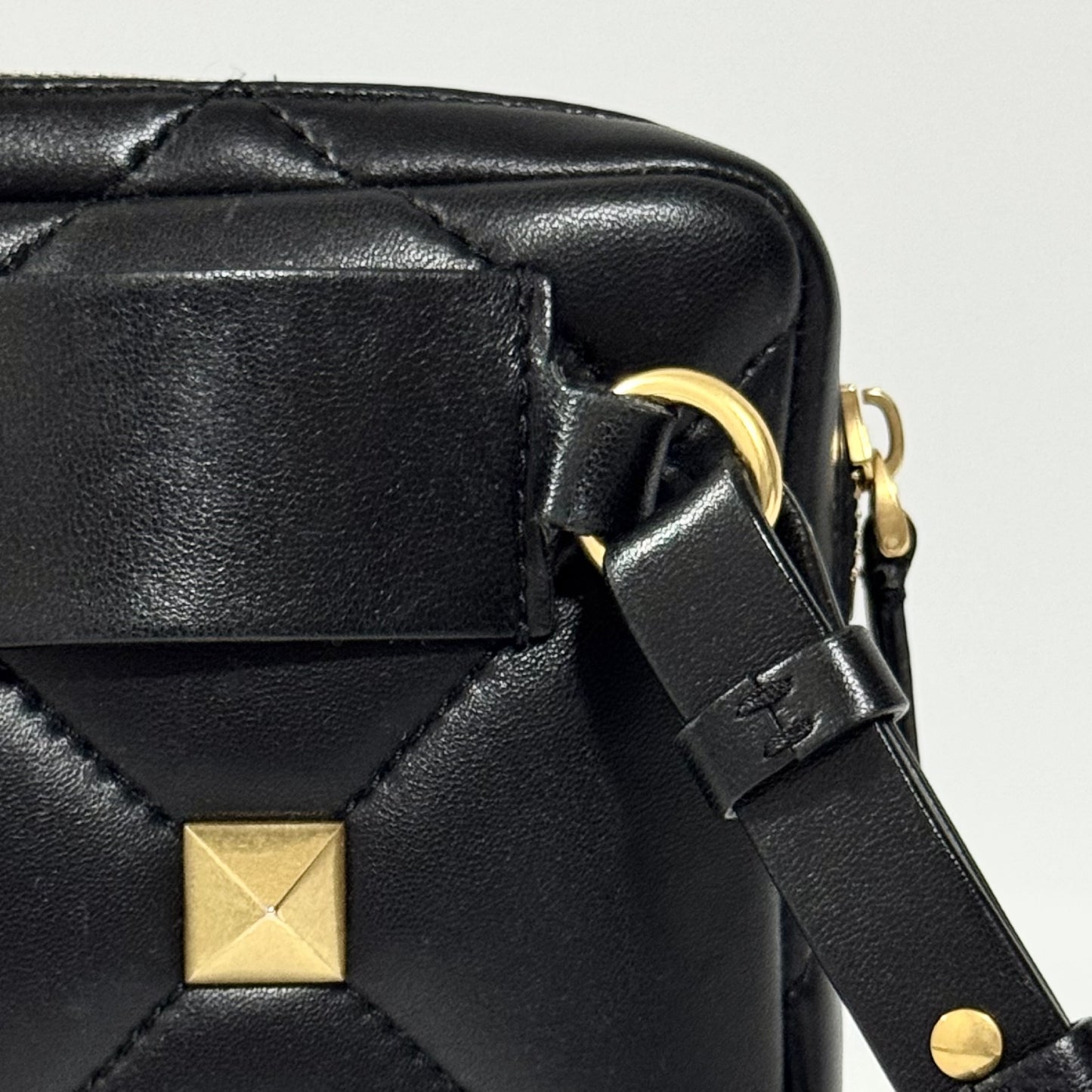 VALENTINO Roman Studs Nappa Leather Crossbody Bag, Men's, W23cm x H15cm x D4cm x Shoulder Strap 97cm