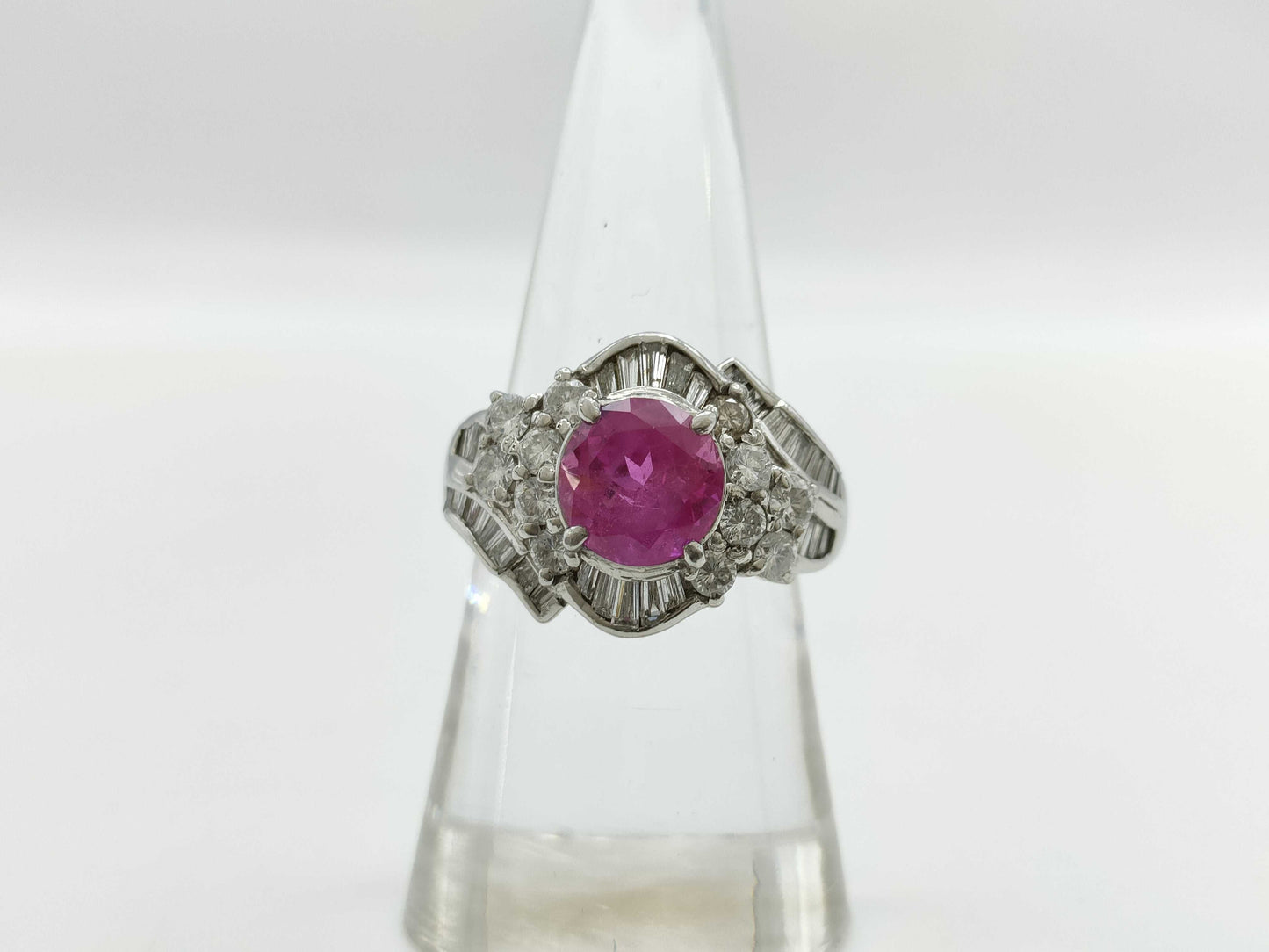 S2.27ct D1.161ct Pt900 11.4g Ring