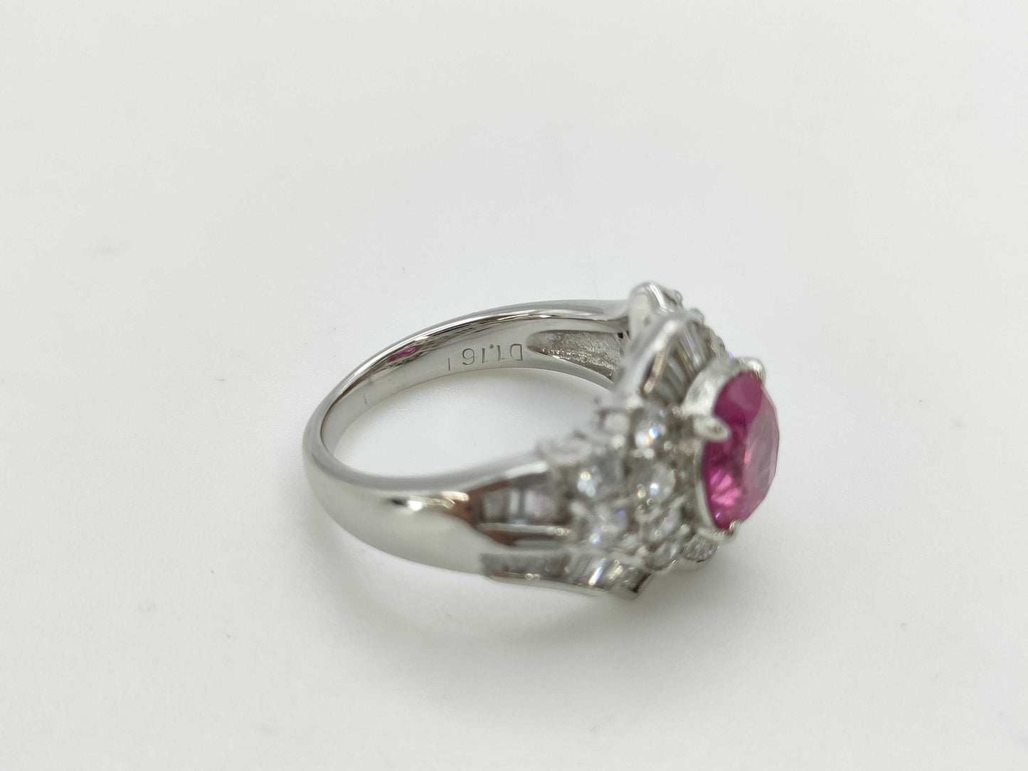 S2.27ct D1.161ct Pt900 11.4g Ring
