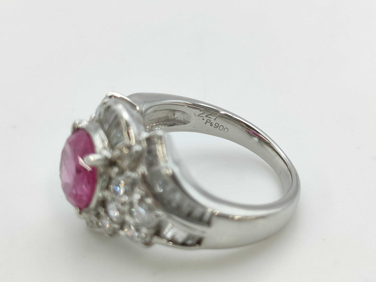 S2.27ct D1.161ct Pt900 11.4g Ring