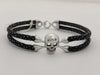 Sting HD SV/Leather Bracelet with Skull Motif, 17.8g