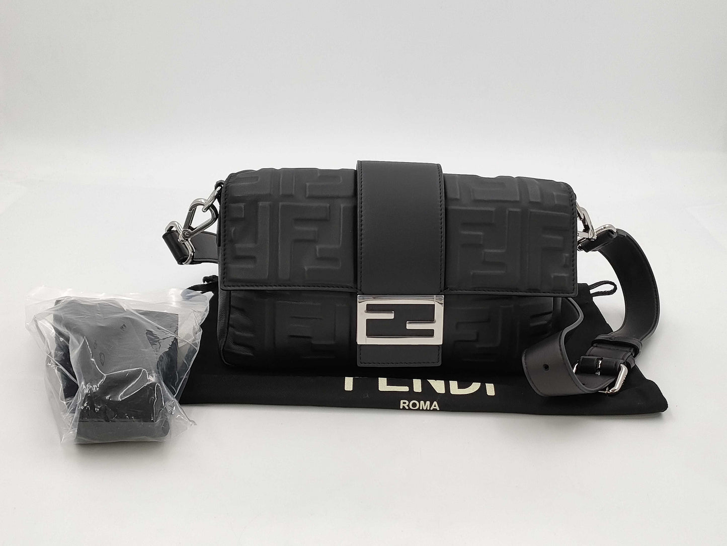 FENDI Zucca Shoulder Bag Leather Shoulder Bag