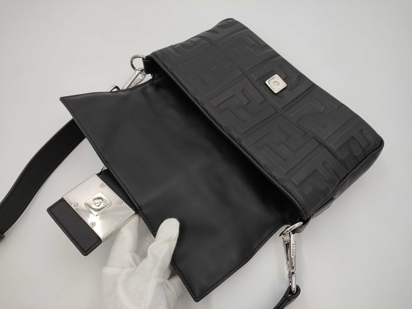 FENDI Zucca Shoulder Bag Leather Shoulder Bag