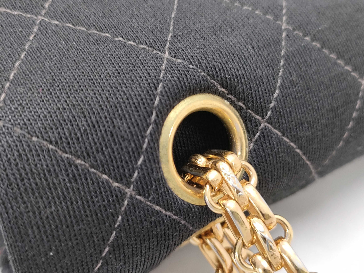 CHANEL Matelasse Double Flap Chain Cotton Black Shoulder Bag, No. 5
