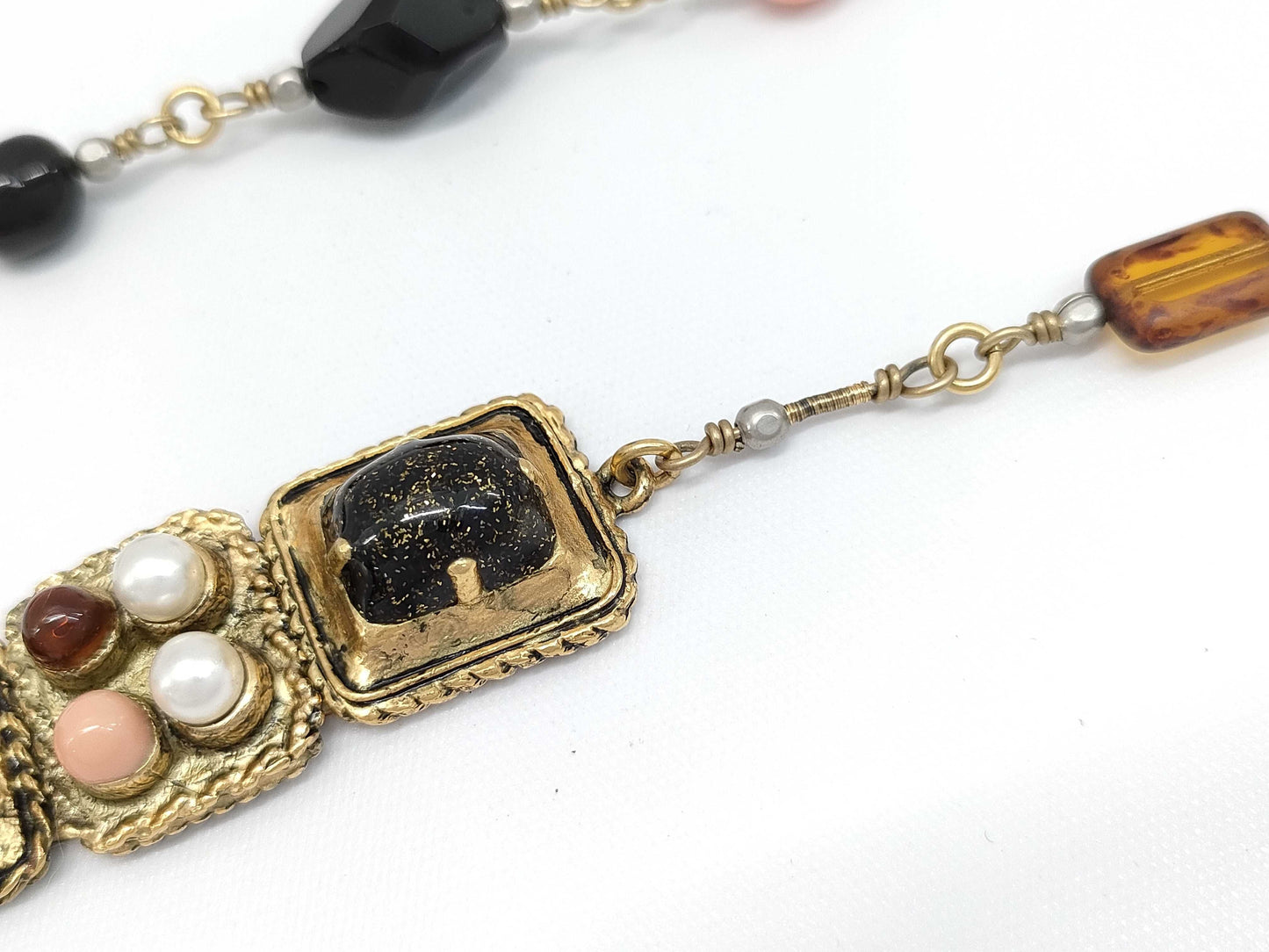 CHANEL Coco Color Stone Gold Long Necklace 11A Necklace