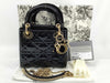 Dior Lady Dior Patent Leather Mini Cannage 2-Way Handbag in Black. Accessories: Box, Dust Bag, Shoulder Strap.