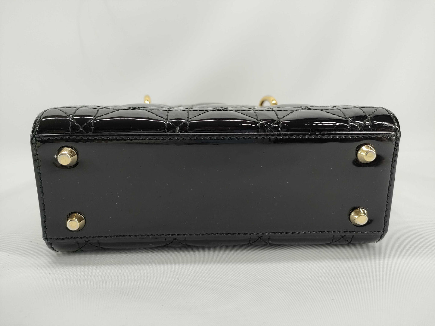 Dior Lady Dior Patent Leather Mini Cannage 2-Way Handbag in Black. Accessories: Box, Dust Bag, Shoulder Strap.