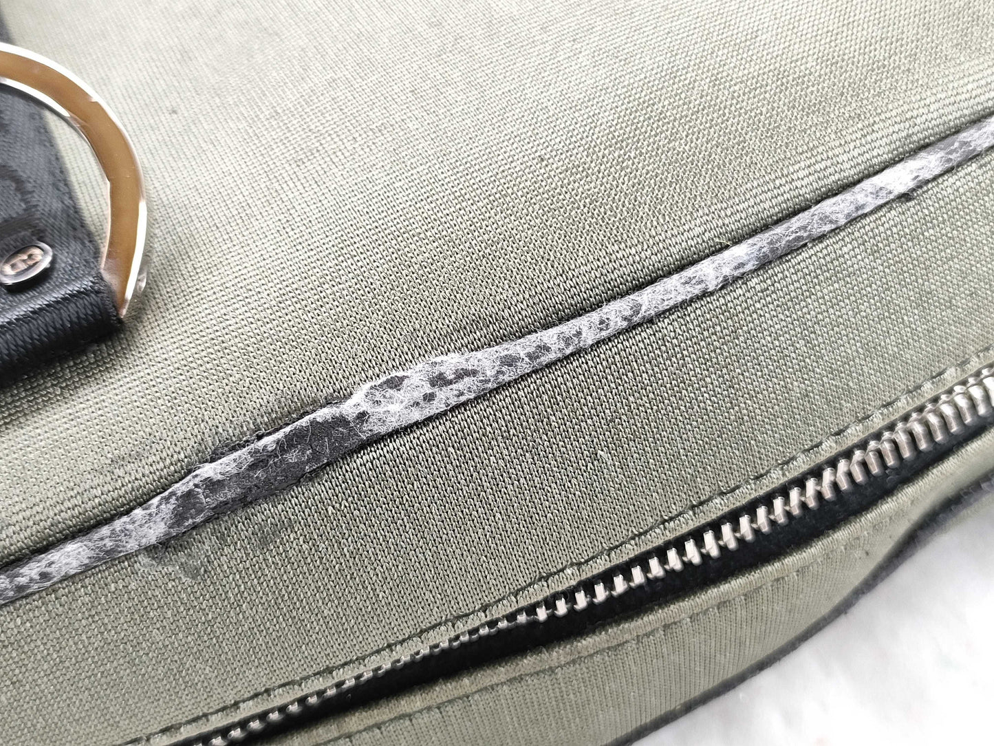 Dior Rhinestone 2-Way Handbag Canvas Khaki Handbag