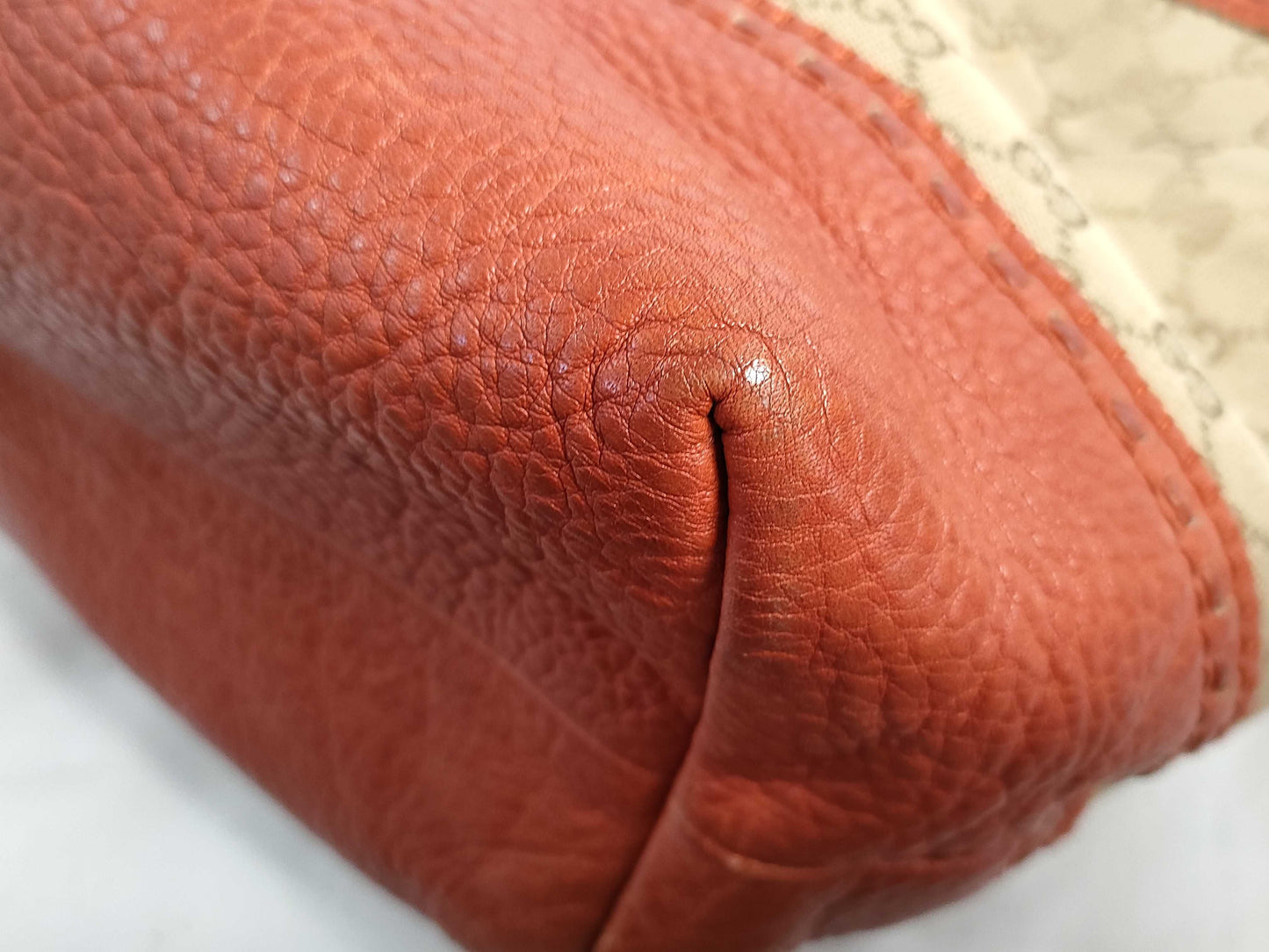 GUCCI GG Canvas Bamboo Leather Tote Bag