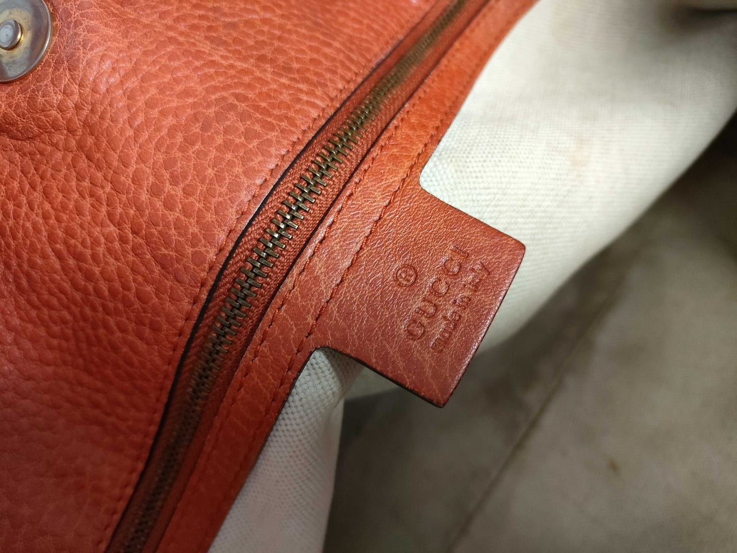GUCCI GG Canvas Bamboo Leather Tote Bag