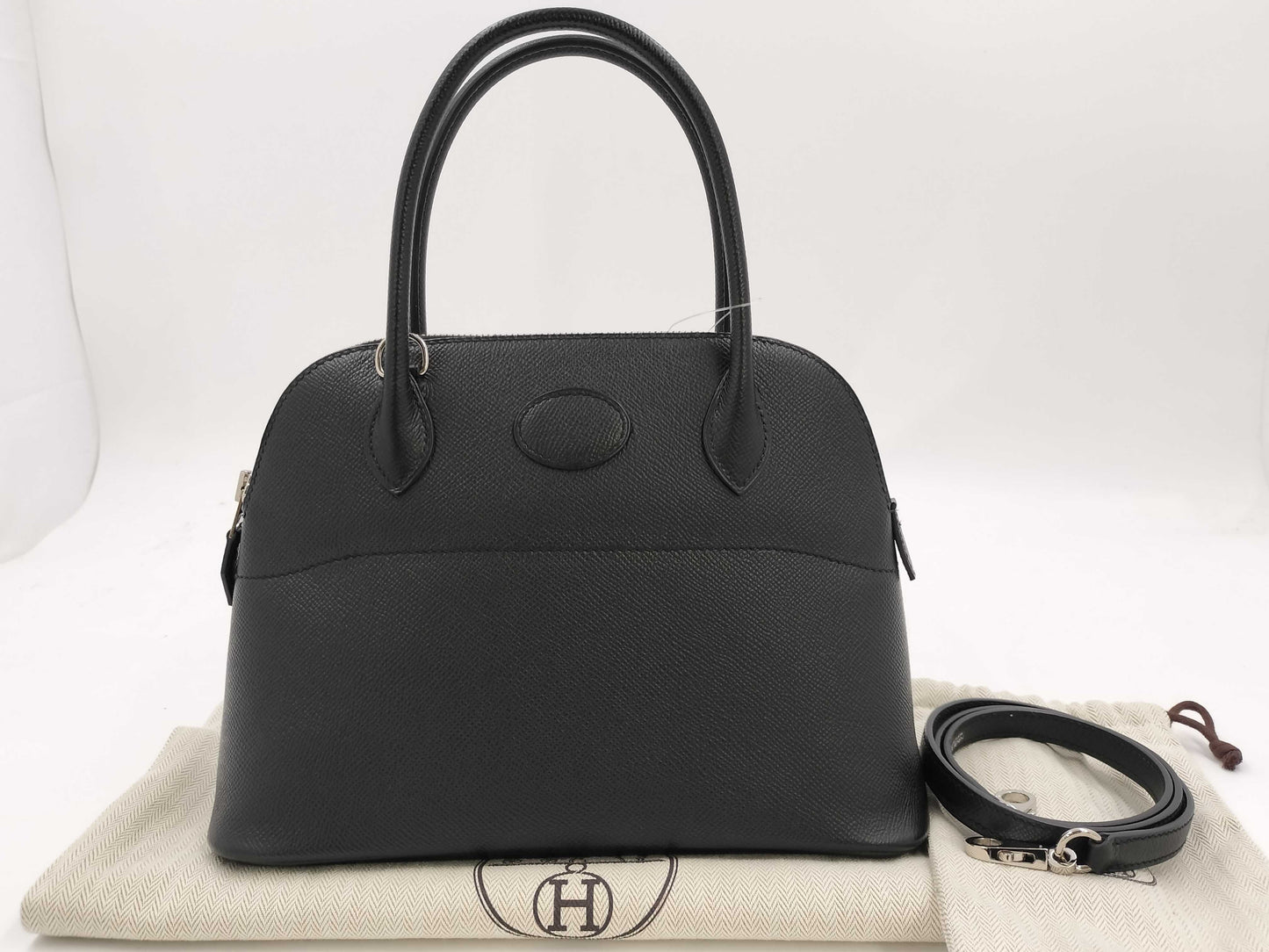HERMES Bolide 27 Handbag, Black, Epsom Leather, Y Stamp