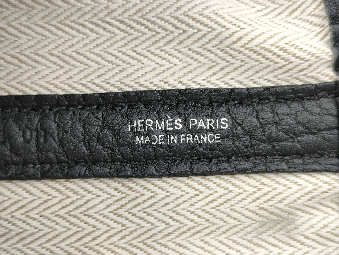 HERMES Garden Party PM Tote Bag, Negonda, Black, W Stamped