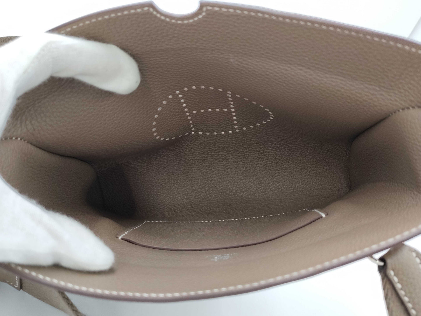 HERMES HERMES Vid Poche Shoulder Bag Etoupe Togo B Stamp Bag