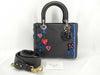 Dior DIOR Christian Dior Lady Dior Medium Bag Handbag Black Beaded Shoulder Bag